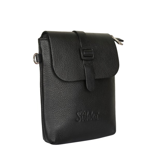 Leather Messenger Bag for Men & Women –Black Crossbody Shoulder Bag, Side Sling - Picture 6 of 10